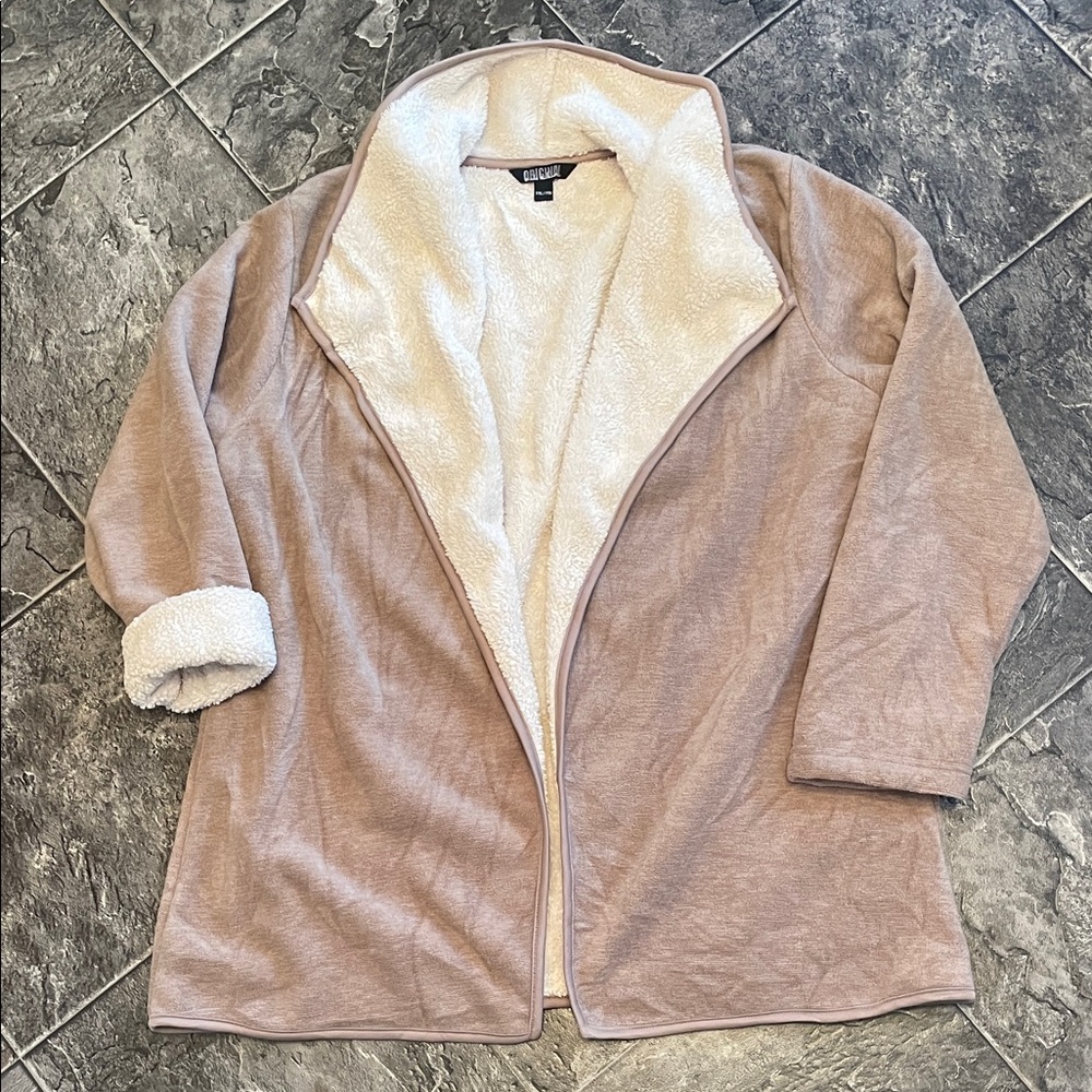 NICOLE MILLER Women's Sherpa Teddy Cardigan Jacket Cottage Coastal Grandma XXL